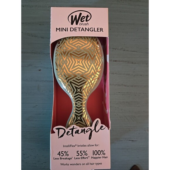 Wet Brush Mini Detangle Geometric Hair Brush Less Breakage Flex Mint Green Gold - Picture 3 of 3